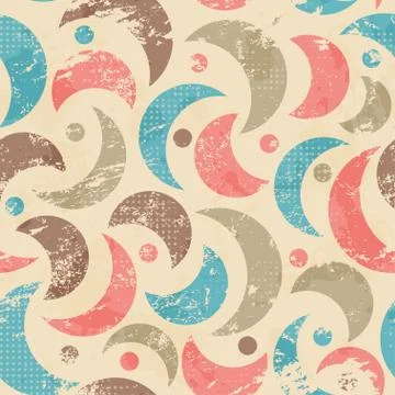 Vintage semicircle seamless pattern with grunge effect イラスト素材