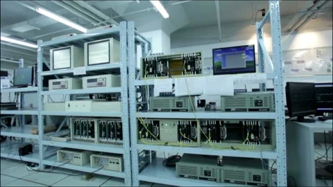 Vintage server room. Information technologies, ISP, control room oncepts. 스톡 동영상 132187177