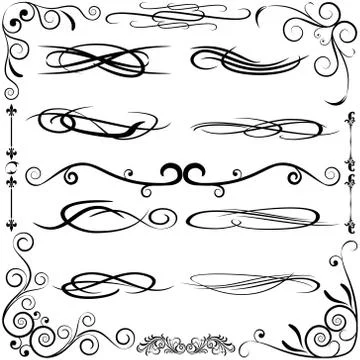 Vintage set calligraphic elements. Stock Illustration