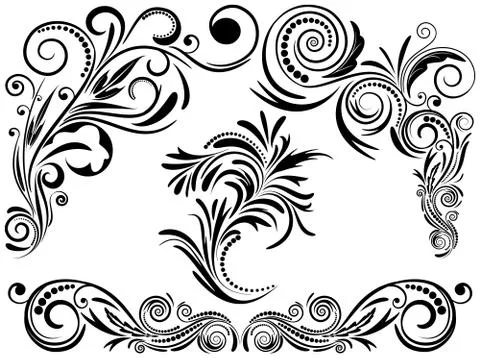 Vintage set calligraphic elements. Stock Illustration