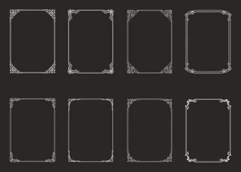 Vintage set of calligraphic frames. Black and white vector border of the Stock Illustration