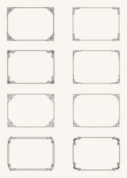 Vintage set of calligraphic frames. Black and white vector border of the Stock Illustration