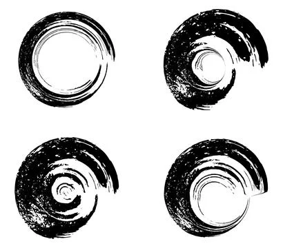 A Vintage set of circles brush stroke bundle vector, grungy circles frame set Stock-Illustration