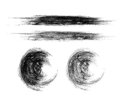 A Vintage set of circles brush stroke bundle vector, grungy circles frame set Stock Illustration