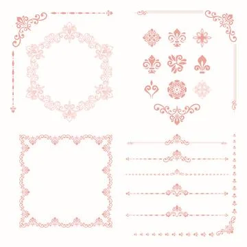 Vintage Set of Classic Vector Pink Patterns. Collection of Graphics Stock Illustration