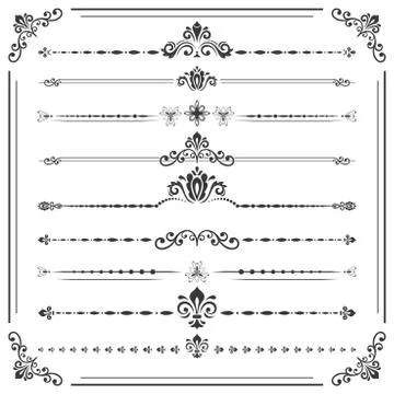 Vintage Set of ector Horizontal Elements Stock Illustration