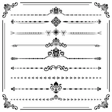 Vintage Set of ector Horizontal Elements Stock Illustration