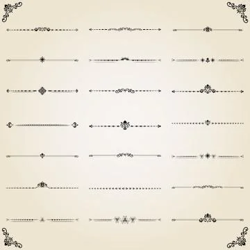 Vintage Set of ector Horizontal Elements 스톡 일러스트