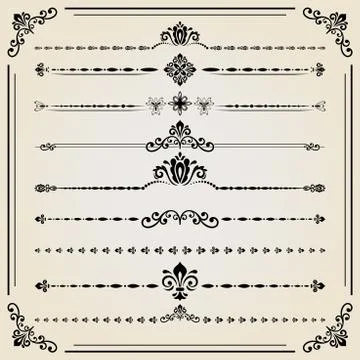 Vintage Set of ector Horizontal Elements 스톡 일러스트