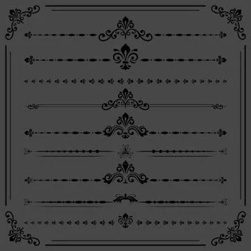 Vintage Set of ector Horizontal Elements イラスト素材