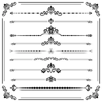 Vintage Set of ector Horizontal Elements Stock Illustration