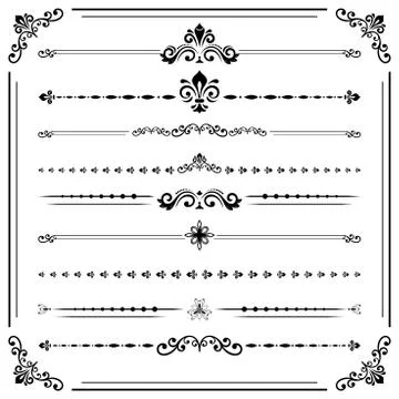 Vintage Set of ector Horizontal Elements Stock Illustration