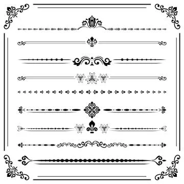 Vintage Set of ector Horizontal Elements Stock Illustration