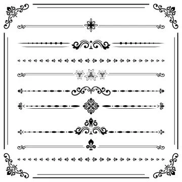 Vintage Set of ector Horizontal Elements Stock Illustration