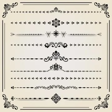 Vintage Set of ector Horizontal Elements Stock Illustration