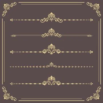 Vintage Set of ector Horizontal Elements 스톡 일러스트