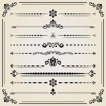 Vintage Set of ector Horizontal Elements Stock Illustration