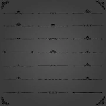 Vintage Set of ector Horizontal Elements 스톡 일러스트