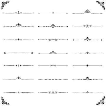 Vintage Set of ector Horizontal Elements 스톡 일러스트