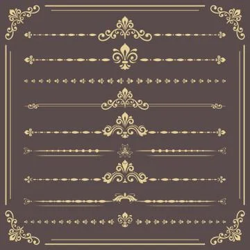 Vintage Set of ector Horizontal Elements 스톡 일러스트
