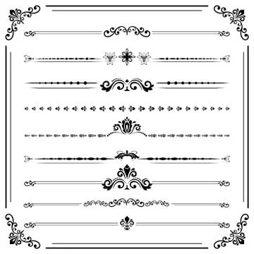 Vintage Set of ector Horizontal Elements Stock Illustration