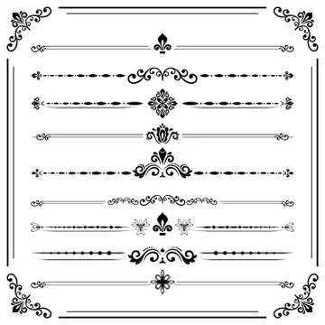 Vintage Set of ector Horizontal Elements イラスト素材