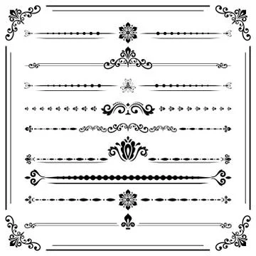 Vintage Set of ector Horizontal Elements Stock Illustration