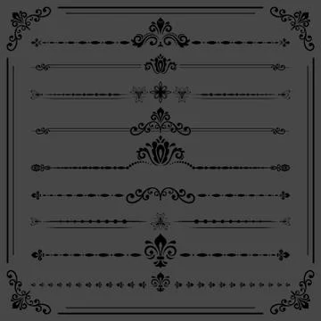 Vintage Set of ector Horizontal Elements 스톡 일러스트