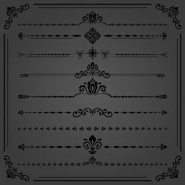 Vintage Set of ector Horizontal Elements Stock Illustration
