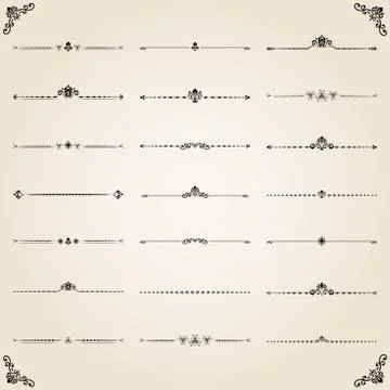 Vintage Set of Horizontal Elements 스톡 일러스트