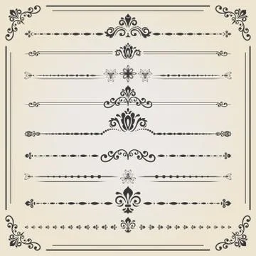 Vintage Set of Horizontal Elements Stock Illustration