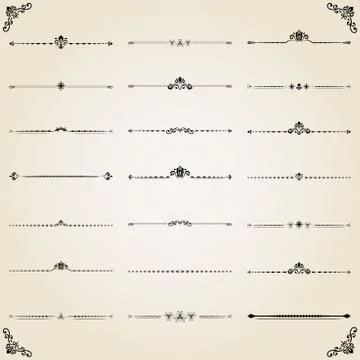 Vintage Set of Horizontal Elements Stock Illustration