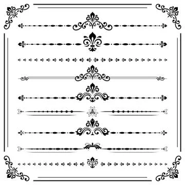 Vintage Set of Horizontal Elements Stock Illustration