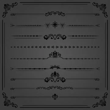 Vintage Set of Horizontal Elements 스톡 일러스트