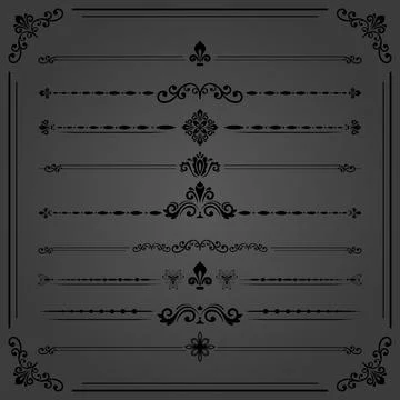 Vintage Set of Horizontal Elements Stock Illustration