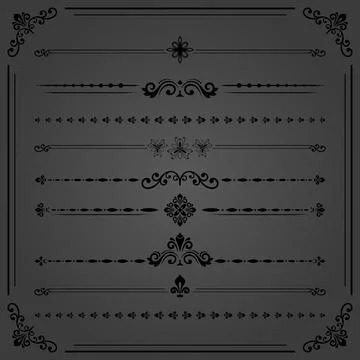 Vintage Set of Horizontal Elements イラスト素材