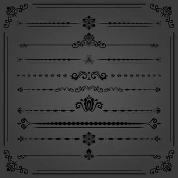 Vintage Set of Horizontal Elements Stock Illustration