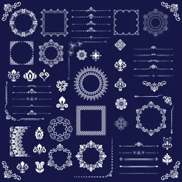 Vintage Set of Horizontal. Square and Round Elements Stock Illustration