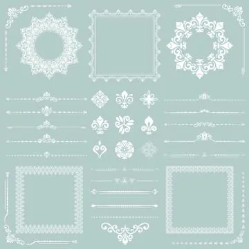 Vintage Set of Horizontal, Square and Round Elements 库存插图