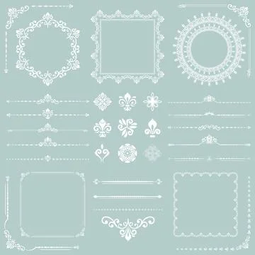 Vintage Set of Horizontal, Square and Round Elements Stock Illustration