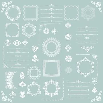Vintage Set of Horizontal, Square and Round Elements Stock Illustration