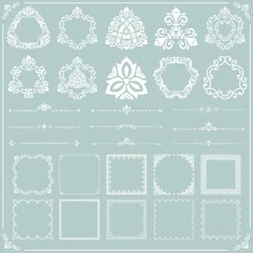 Vintage Set of Horizontal, Square and Round Elements Stock Illustration
