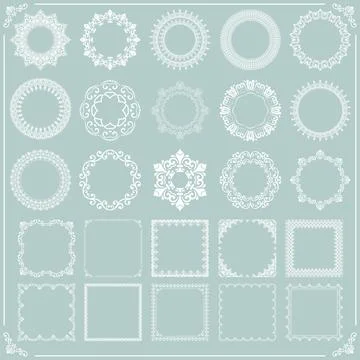 Vintage Set of Horizontal, Square and Round Elements Stock Illustration