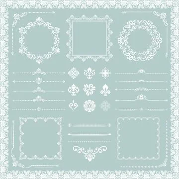 Vintage Set of Horizontal, Square and Round Elements Stock Illustration