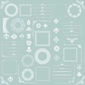 Vintage Set of Horizontal, Square and Round Elements Stock Illustration