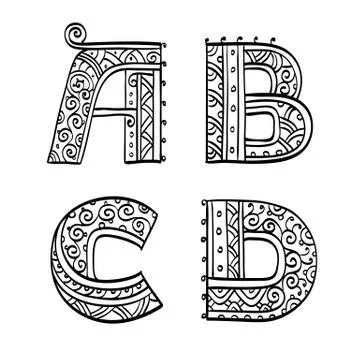 Vintage set of initial letters. Stock Illustration