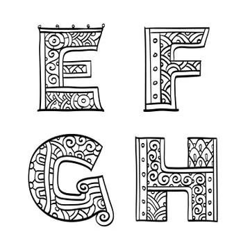 Vintage set of initial letters. Stock Illustration