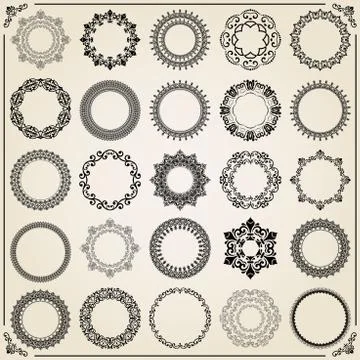 Vintage Set of Round Elements Stock Illustration