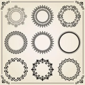 Vintage Set of Round Elements イラスト素材