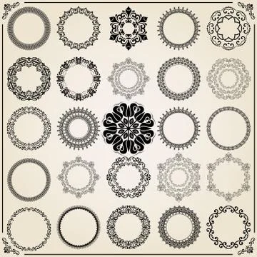 Vintage Set of Round Elements Stock Illustration
